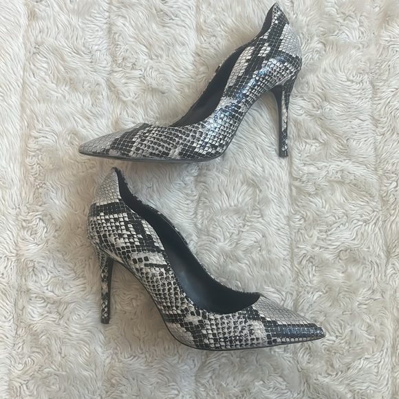 Aldo Black and White Snake Print Heels - Picture 3 of 5